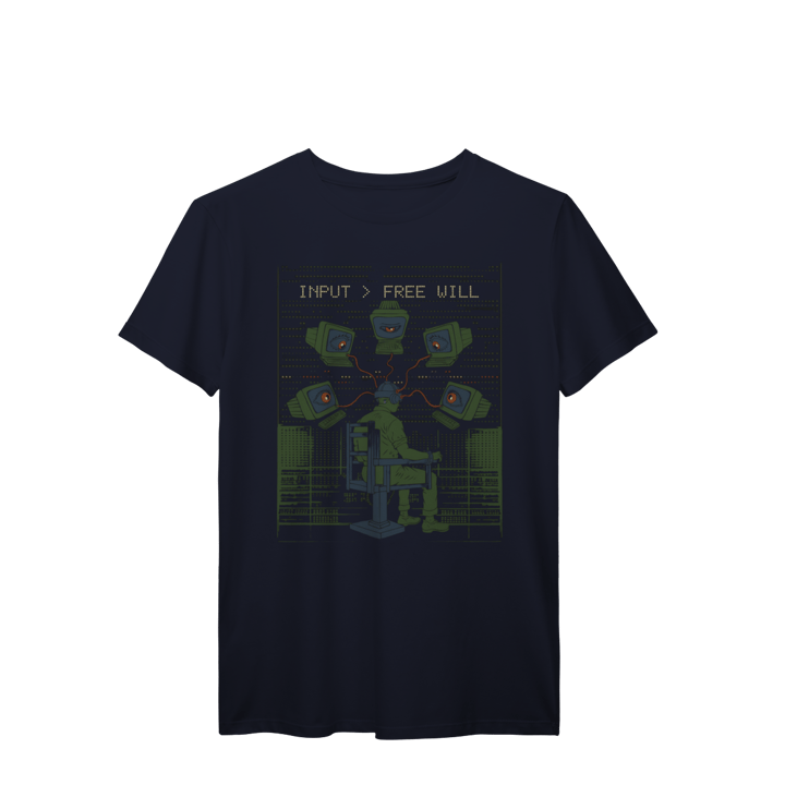 Camiseta Free Will - Crítica Cyberpunk ao Controle das Telas