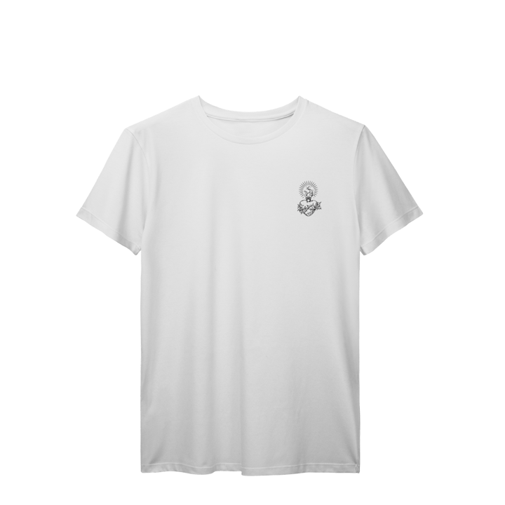 Camiseta Sagrado Coração de Jesus - Estampa Minimalista no Peito