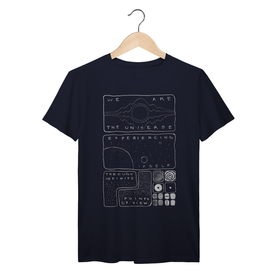 Camiseta All Universe Azul-Marinho - Composição Filosófica Cósmica