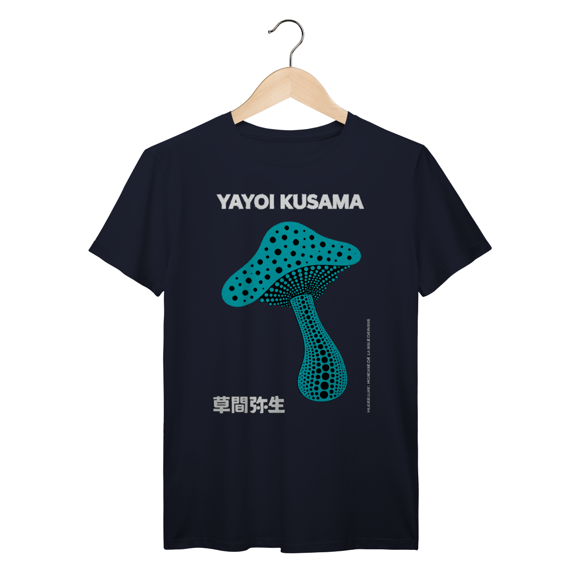 Camiseta 100% Algodão Prime Yayoi Kusama Cogumelo Azul 