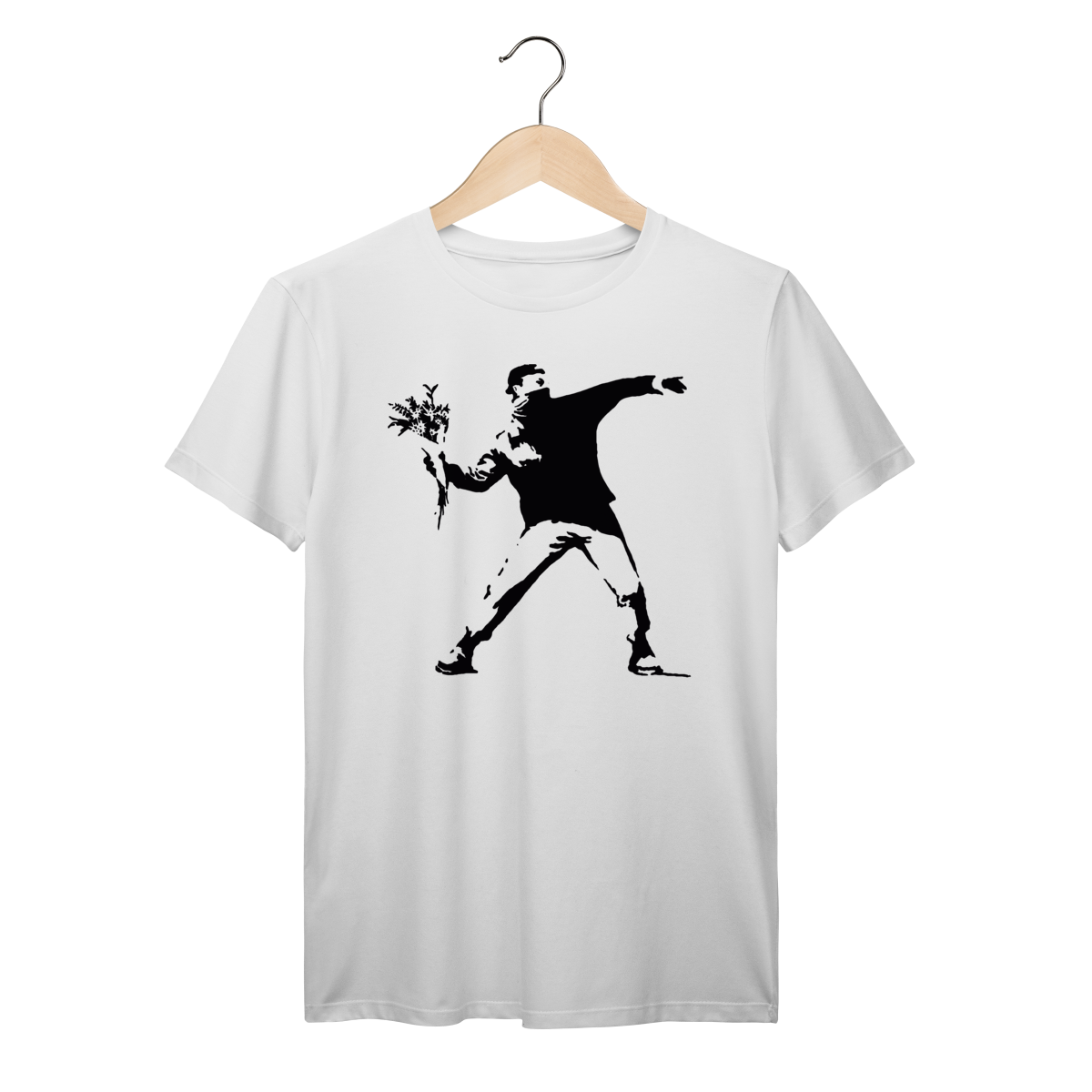 Camiseta Banksy Flores Algodão Prime 