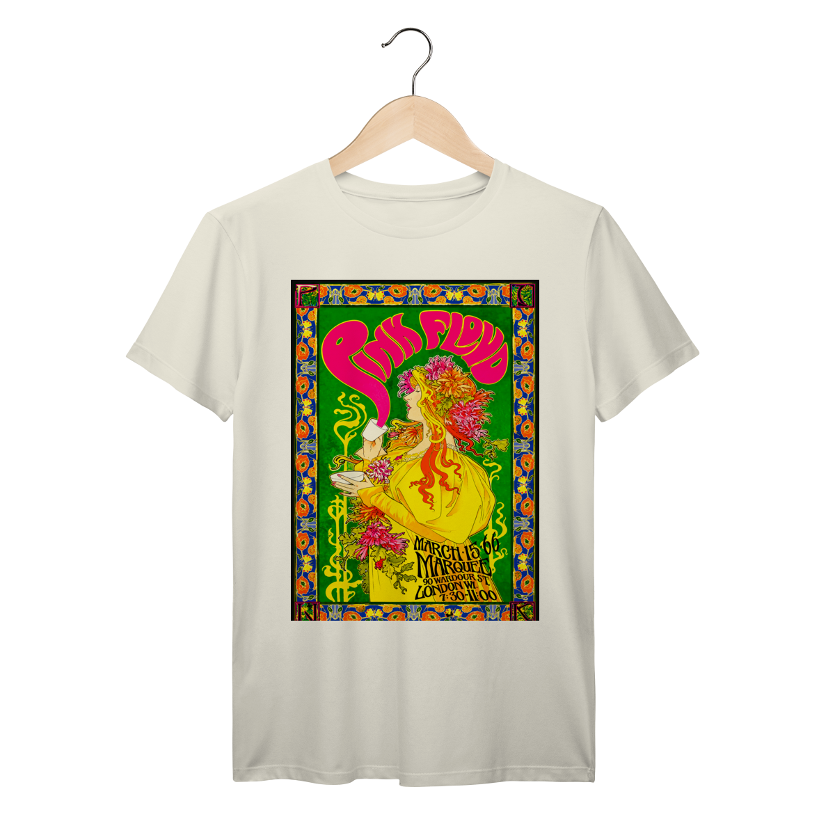 Camiseta Pink Floyd Art Nouveau Vintage Streetwear Algodão Prime