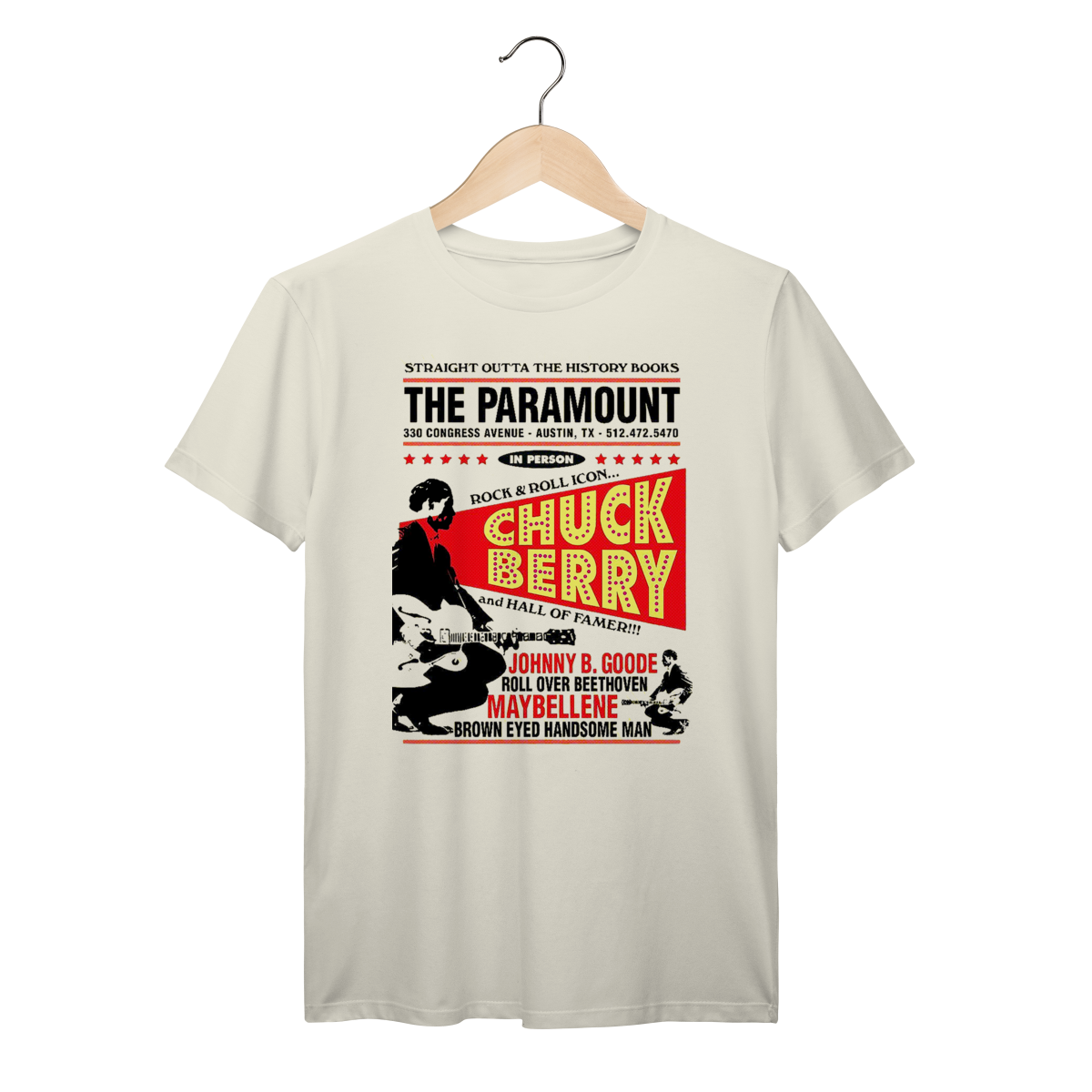 Camiseta Chuck Berry Johnny B. Goode Vintage | Rock and Roll Clássico Algodão Prime