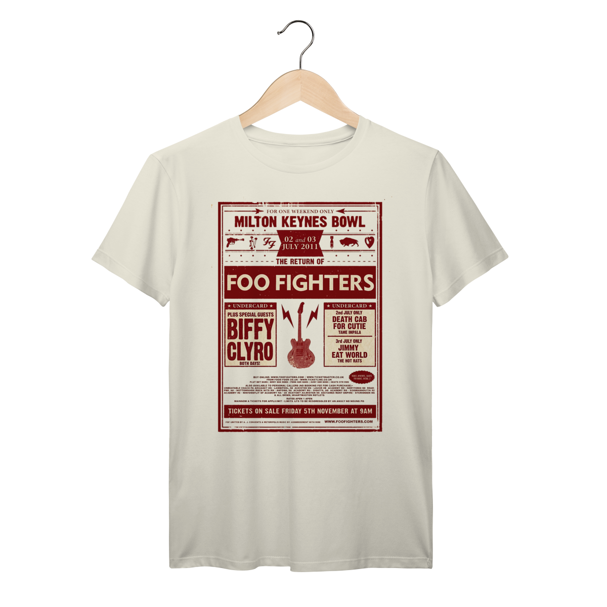 Camiseta Foo Fighters Vintage Milton Keynes Bowl 2011 Rock Alternativo Estampa Retrô Algodão Prime