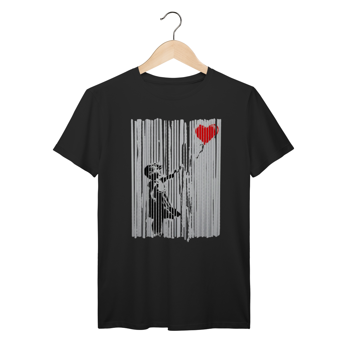 Camiseta Banksy Menina com Balão auto destruição leilão Prime 