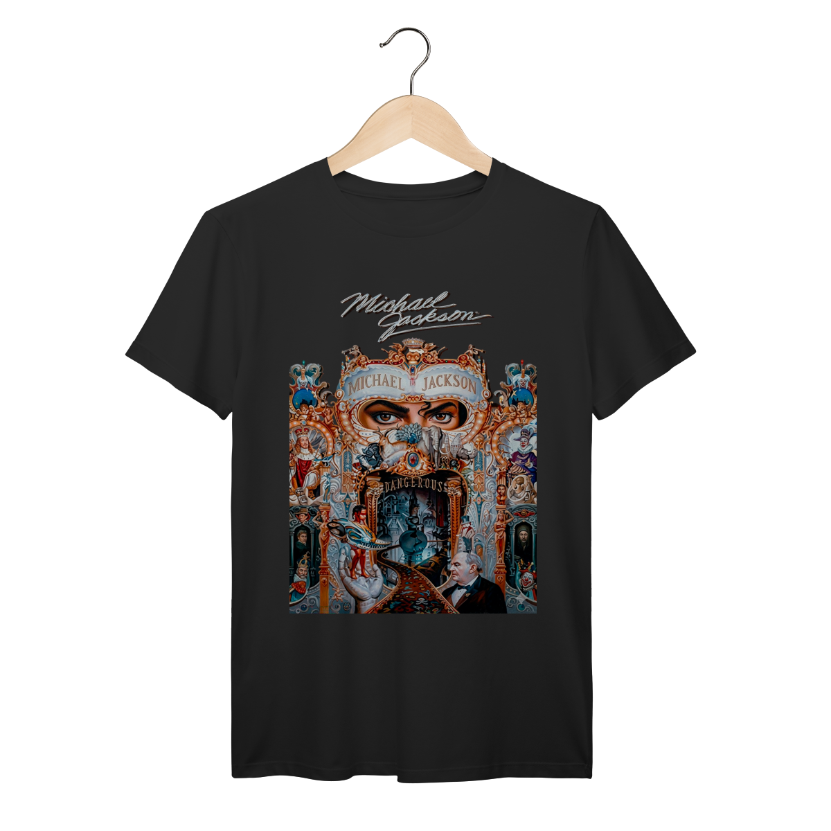 Camiseta Michael Jackson Dangerous Vintage King of Pop Album Art 100% Algodão Prime