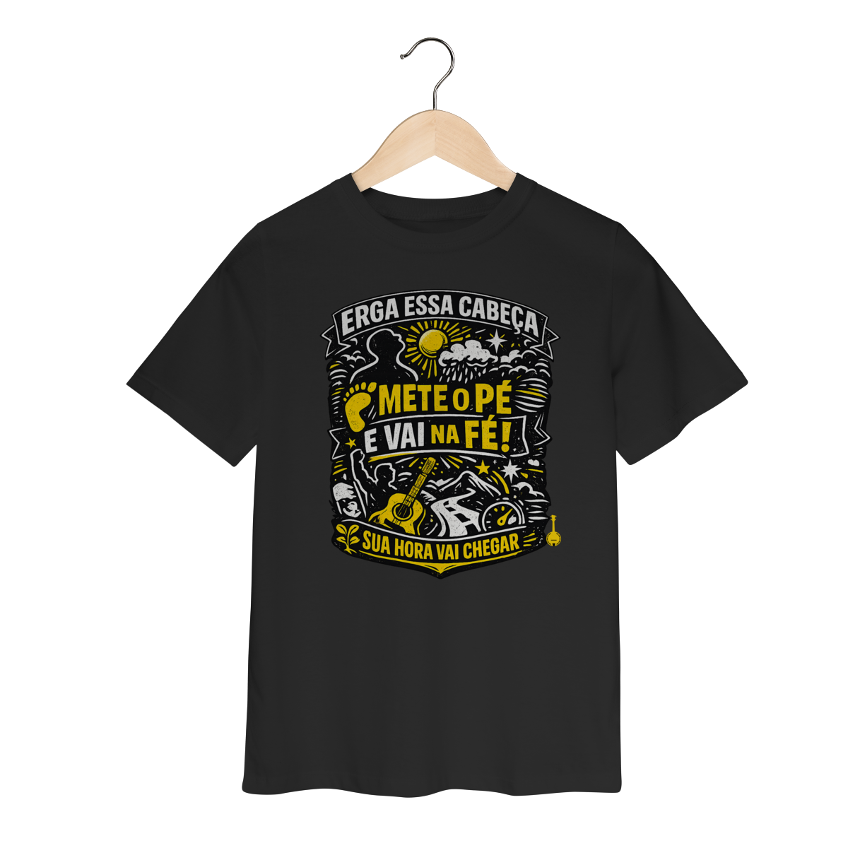 Camiseta Infantil Erga Essa Cabeça Mete o Pé e Vai Na Fé