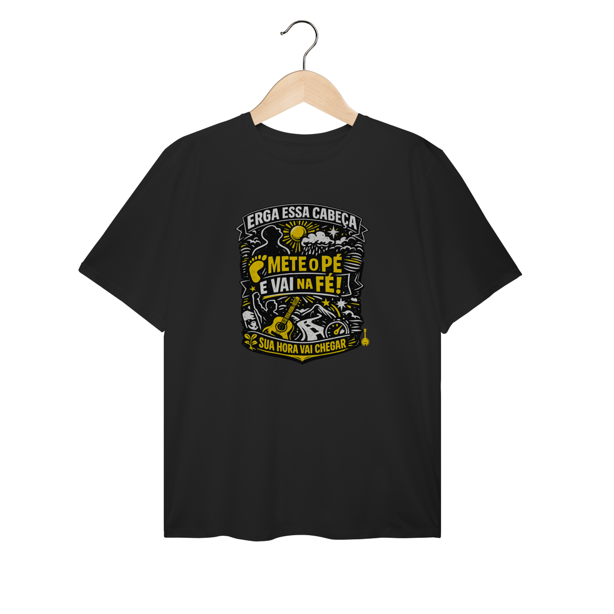 Camiseta Plus Size Erga Essa Cabeça Mete o Pé e Vai Na Fé