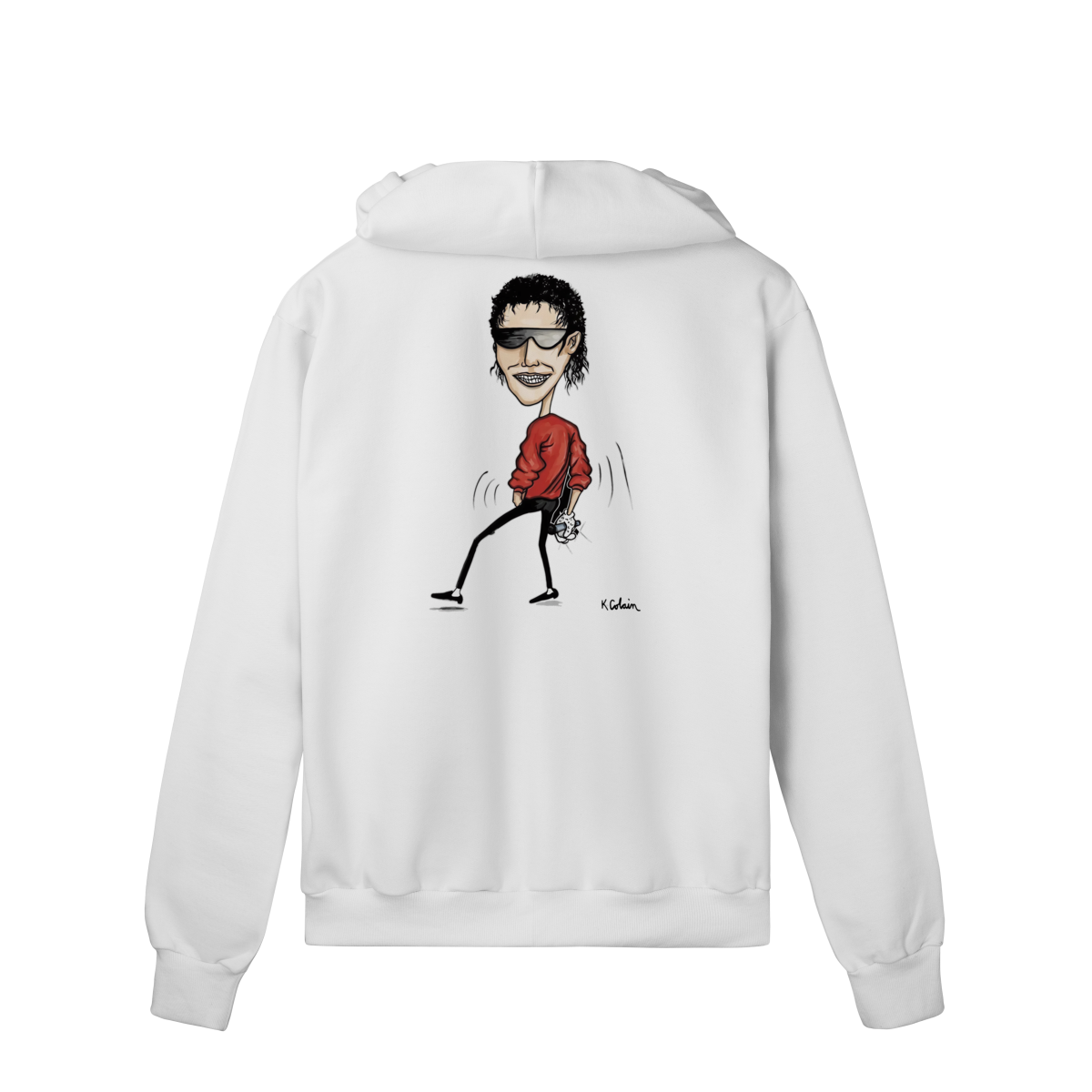 Moletom Branco com Ziper e Capuz Michael Jackson Caricatura Rara Feita por Kurt Cobain(Nirvana)