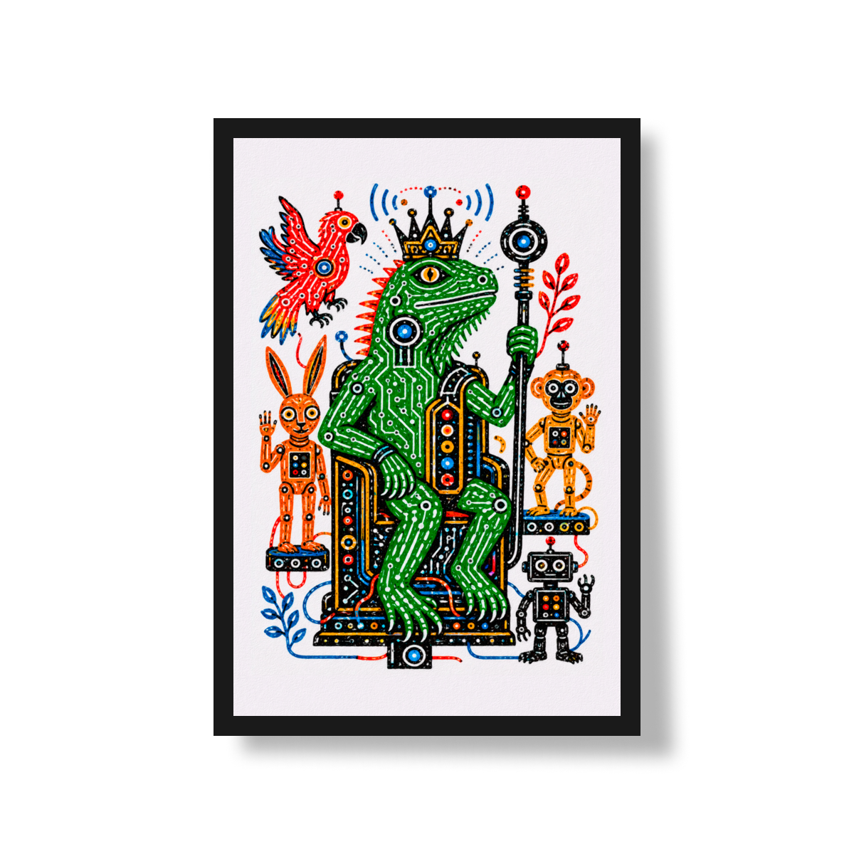 PÔSTER SÉRIE NATURALIA - CYBER IGUANA 03 - Sem Moldura - Orientação Retrato - Tamanhos: A0, A1, A2 e A3