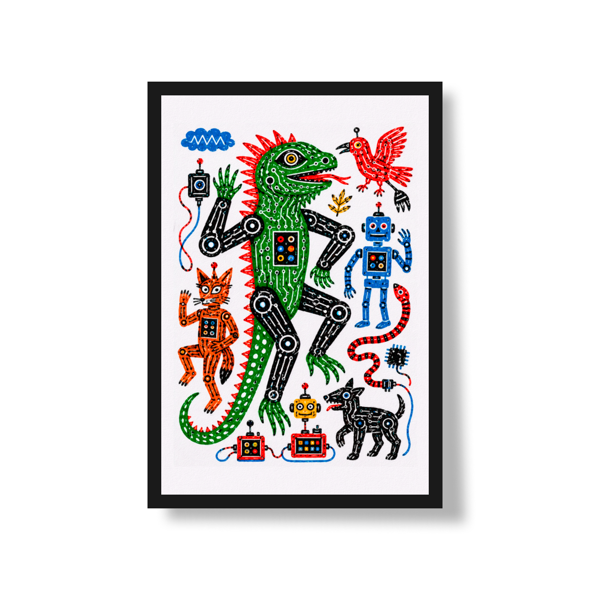 PÔSTER SÉRIE NATURALIA - CYBER IGUANA 06 - Sem Moldura - Orientação Retrato - Tamanhos: A0, A1, A2 e A3