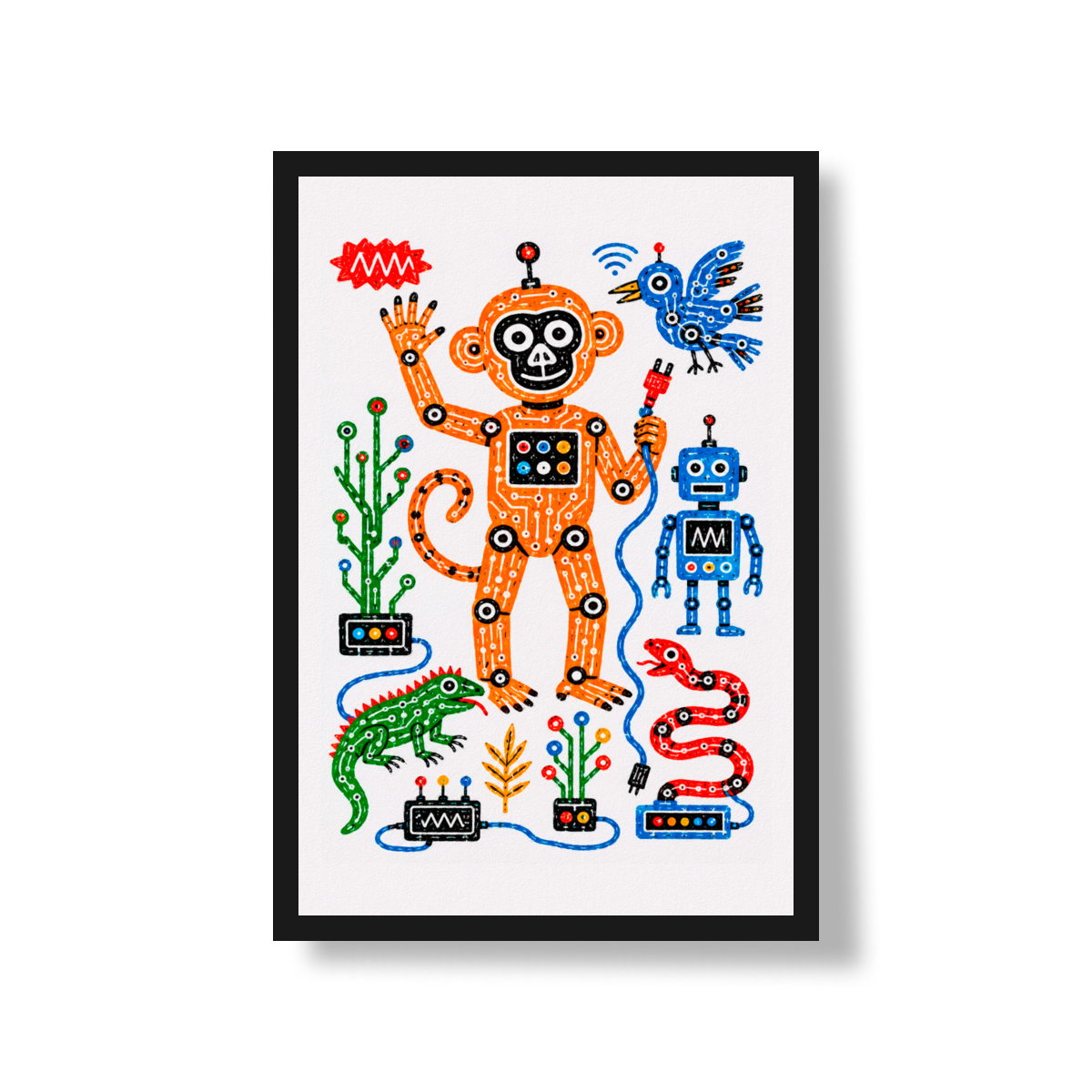 PÔSTER SÉRIE NATURALIA - CYBER MACACO 04 - Sem Moldura - Orientação Retrato - Tamanhos: A0, A1, A2 e A3