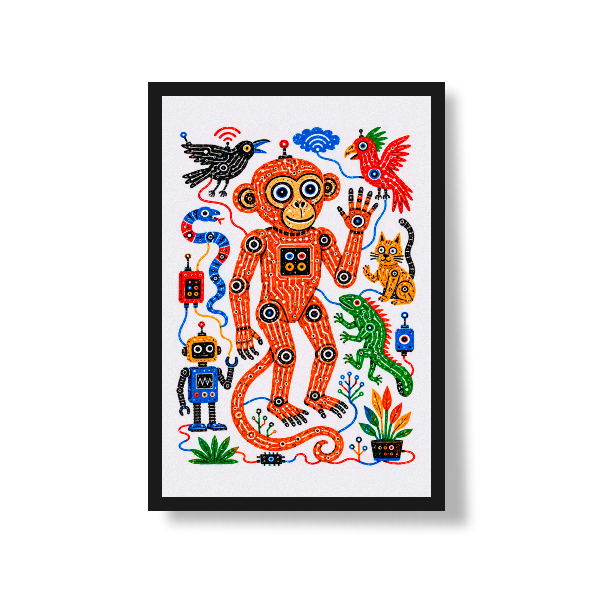 PÔSTER SÉRIE NATURALIA - CYBER MACACO 07 - Sem Moldura - Orientação Retrato - Tamanhos: A0, A1, A2 e A3