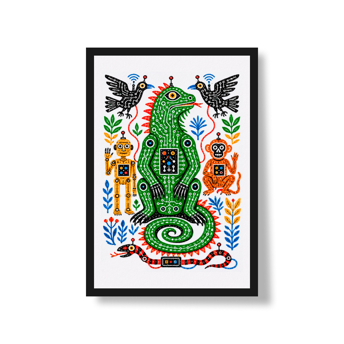 PÔSTER SÉRIE NATURALIA - CYBER IGUANA 02 - Sem Moldura - Orientação Retrato - Tamanhos: A0, A1, A2 e A3