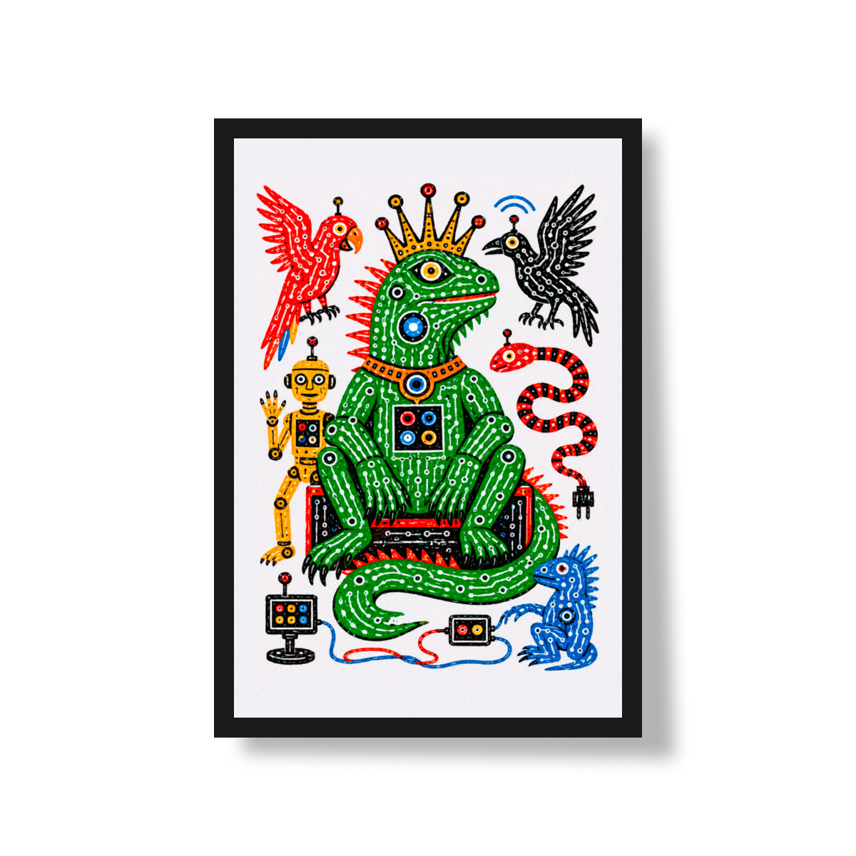 PÔSTER SÉRIE NATURALIA - CYBER IGUANA 05 - Sem Moldura - Orientação Retrato - Tamanhos: A0, A1, A2 e A3