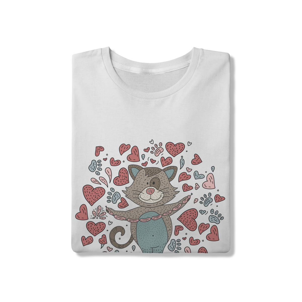T-Shirt Ratinho Fofo com Corações - CLAVI