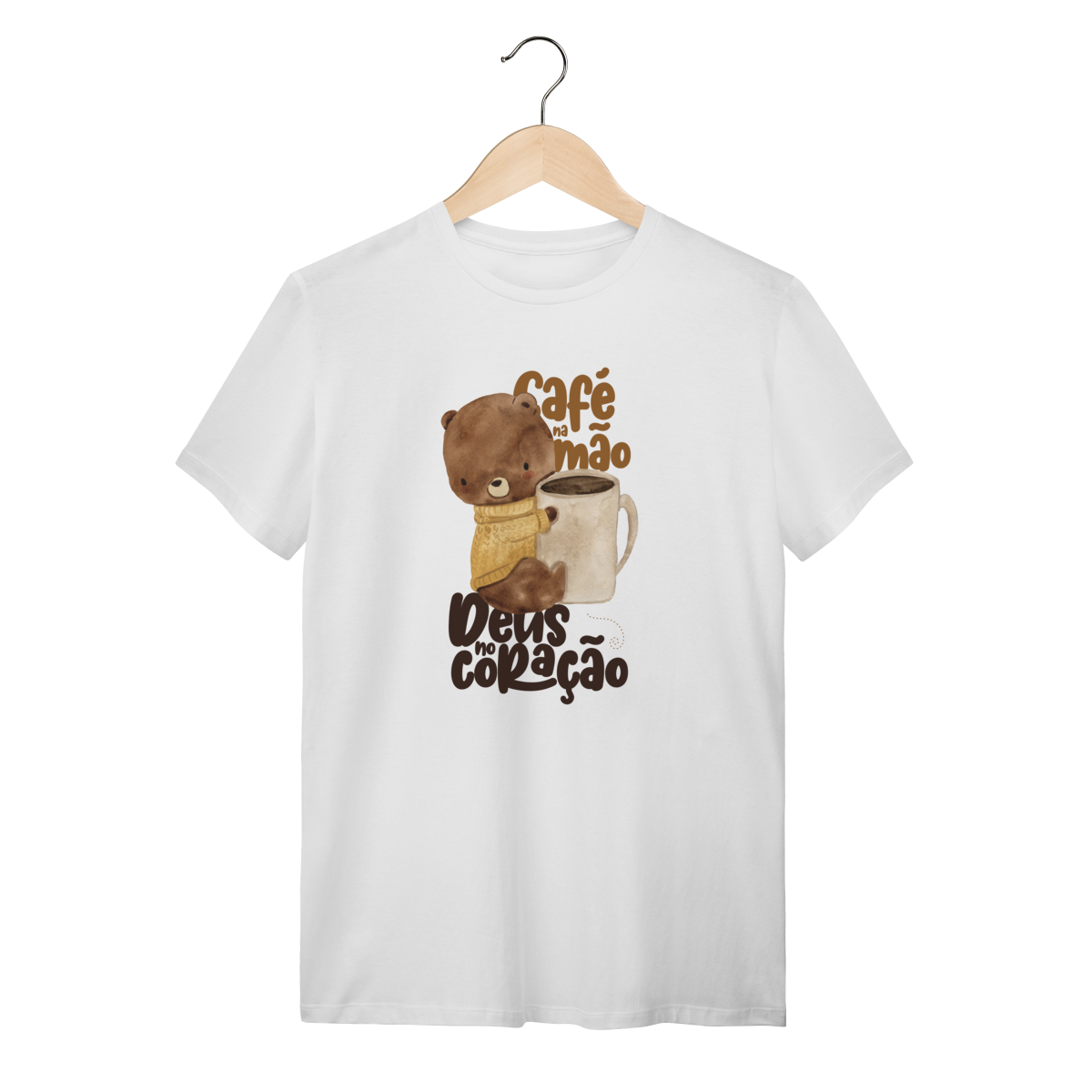 T-Shirt Ursinho Segurando Xícara de Café - CLAVI