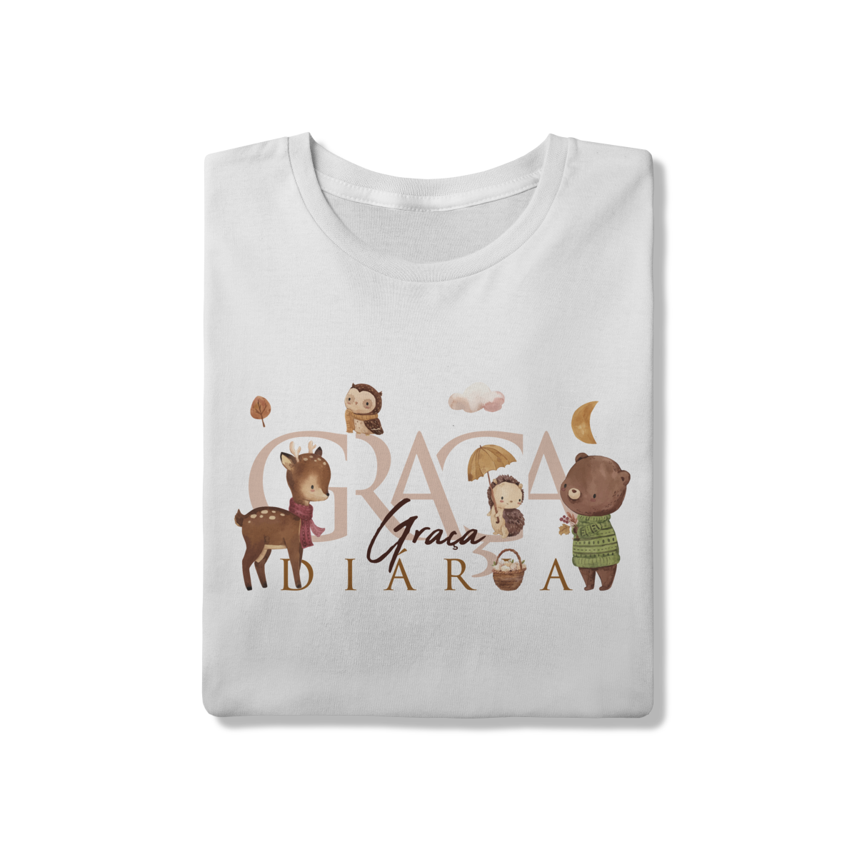 T-Shirt Graça Diária com Animais Fofos - CLAVI