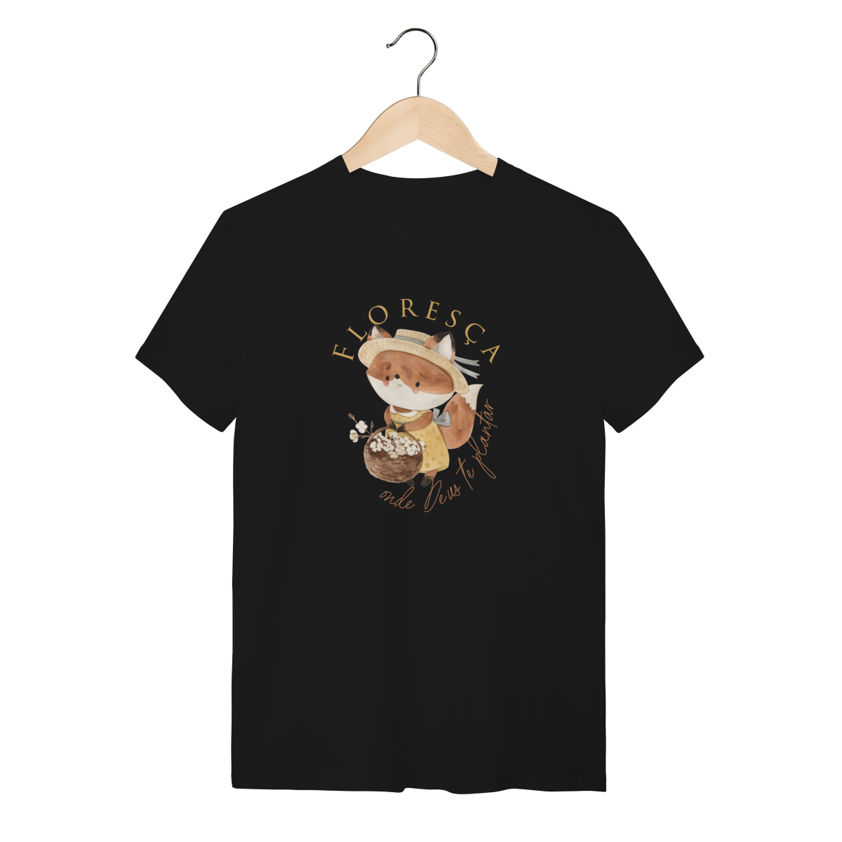 T-Shirt Floresça Onde Deus te Plantar Com Raposinha Fofa - CLAVI