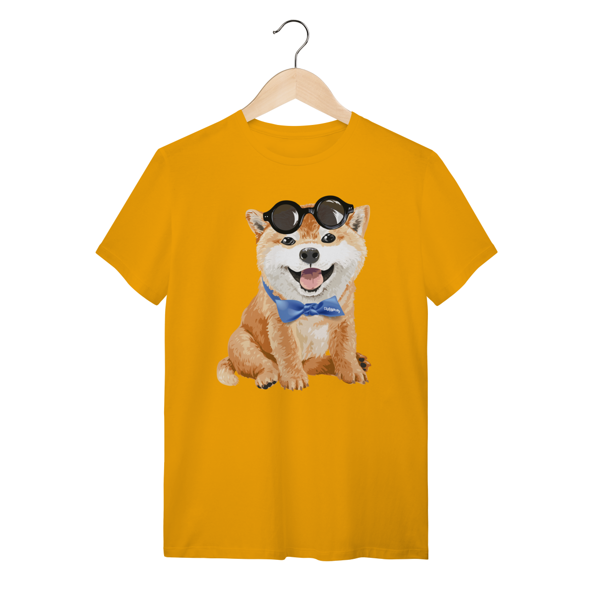Camiseta Akita Filhote de Óculos e Gravatinha