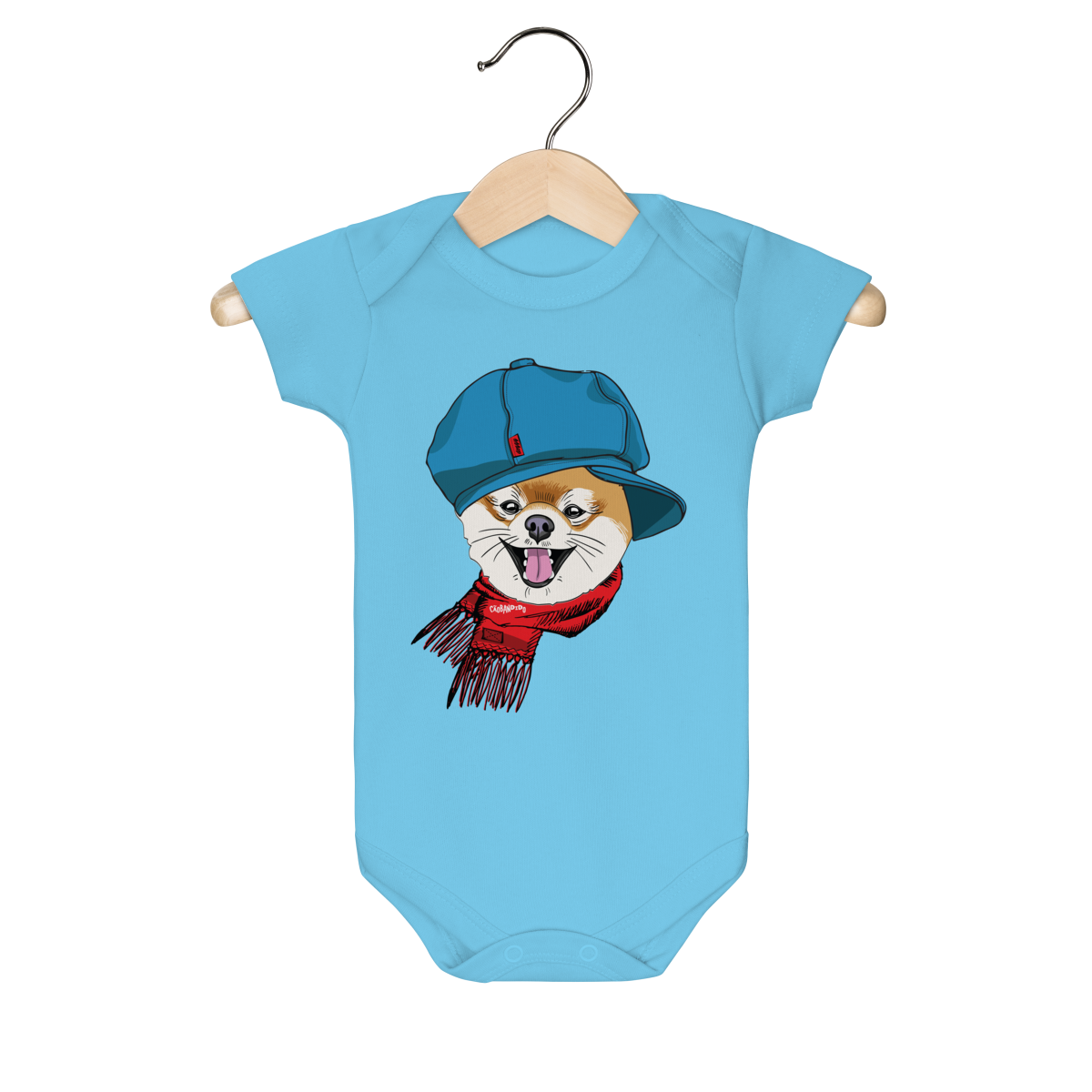 Body Bebê Spitz Alemão de Boina e Cachecol