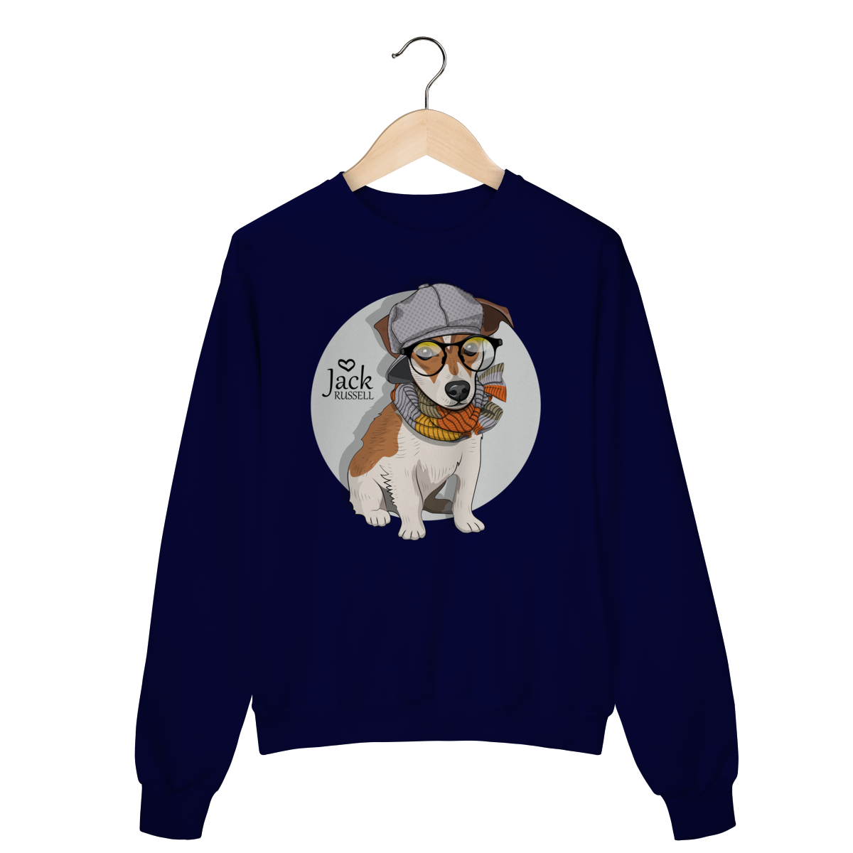 Moletom Blusão Jack Russell de Óculos e Cachecol