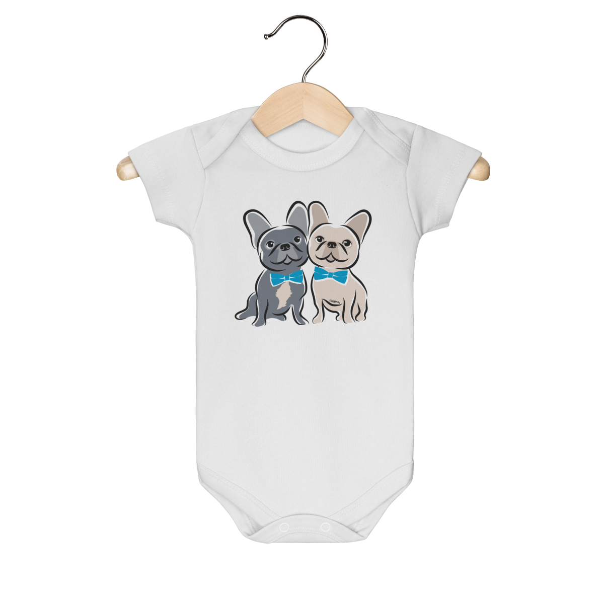 Body Bebê Bulldog Francês Casal de Gravatinha