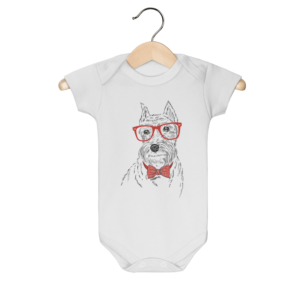 Body Bebê Schnauzer de Óculos e Gravatinha