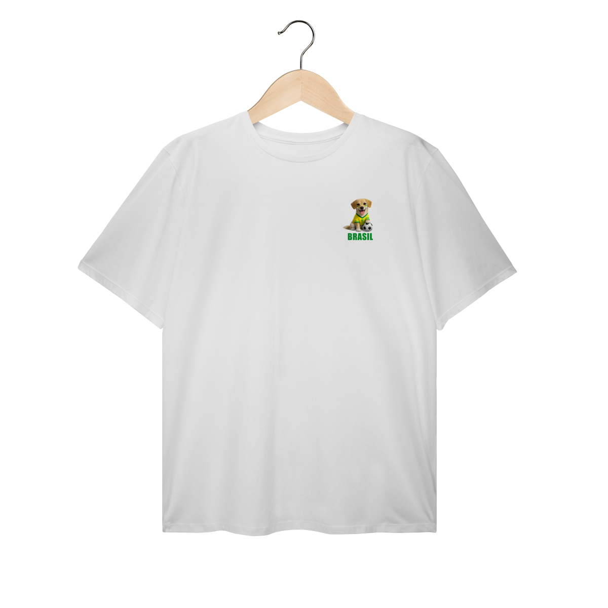 Camiseta Plus Size Brasil Cachorrinho Futebol