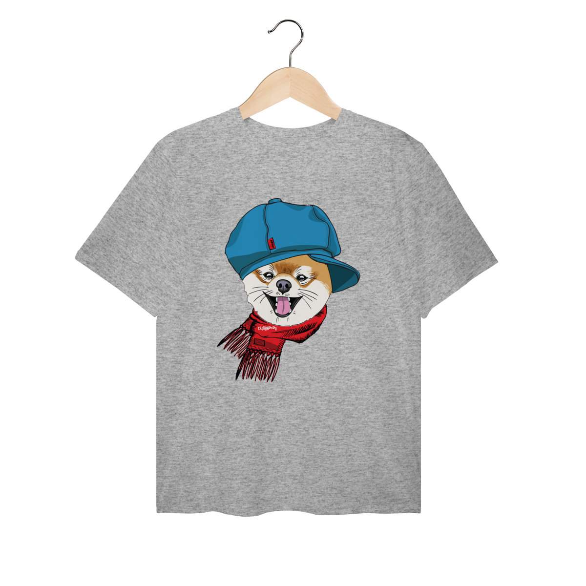 Camiseta Plus Size Spitz Alemão de Boina e Cachecol