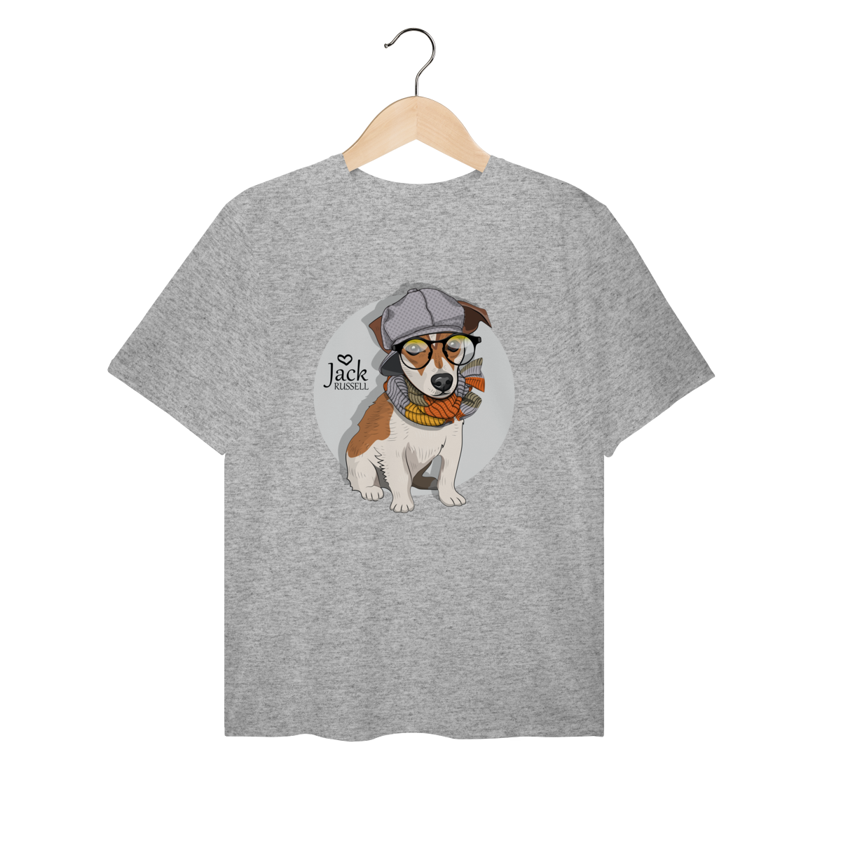 Camiseta Plus Size Jack Russell de Óculos e Cachecol