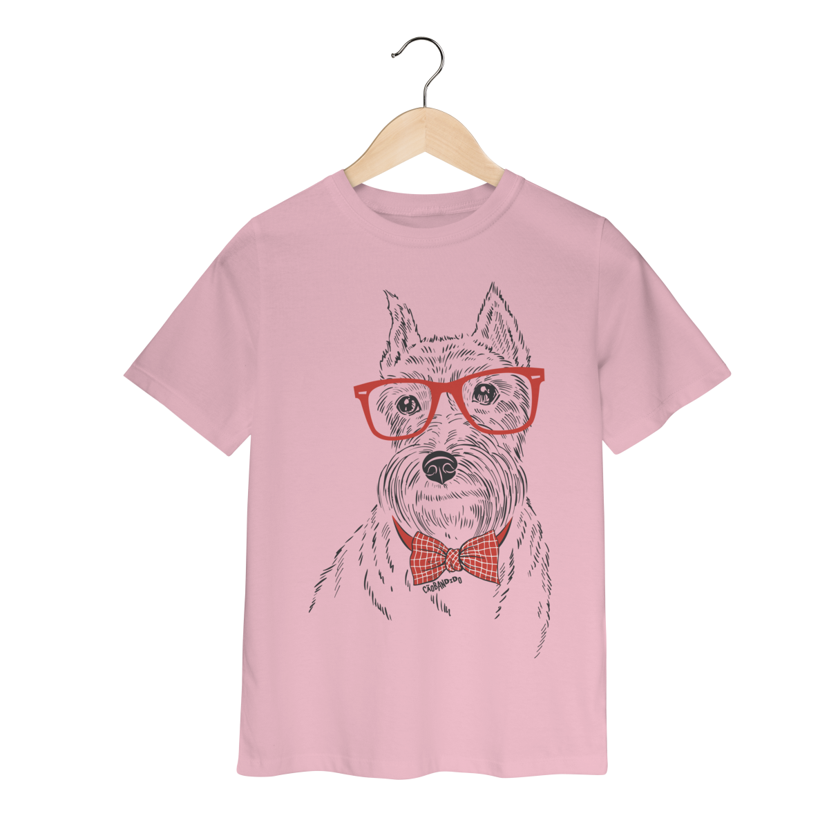 Camiseta Infantil Schnauzer de Óculos e Gravatinha