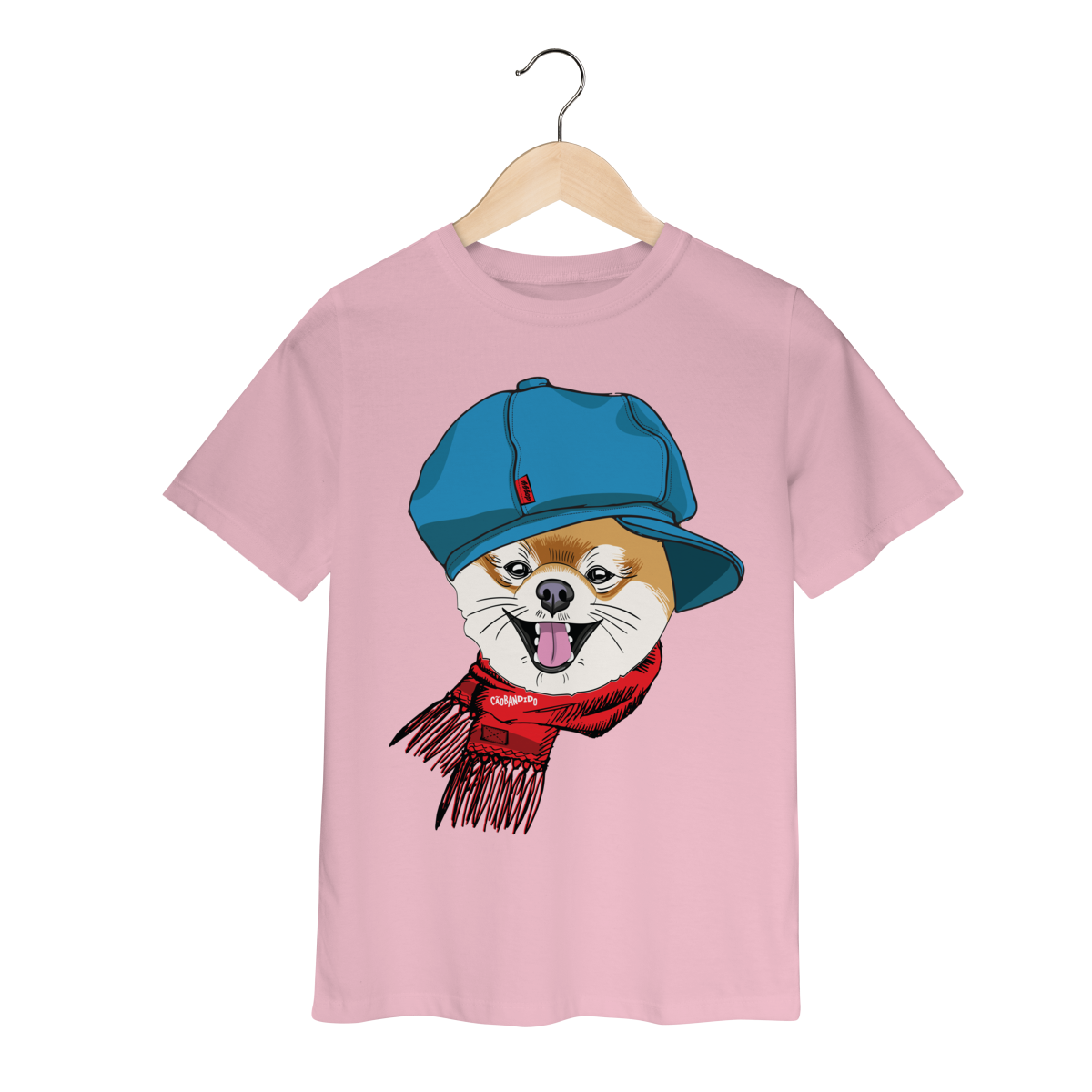 Camiseta Infantil Spitz Alemão de Boina e Cachecol