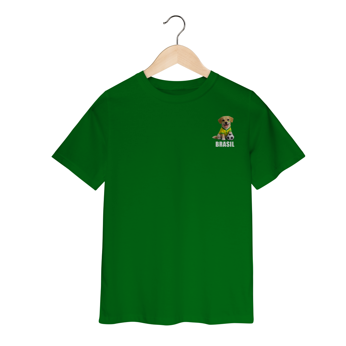 Camiseta Infantil Brasil Cachorrinho Futebol