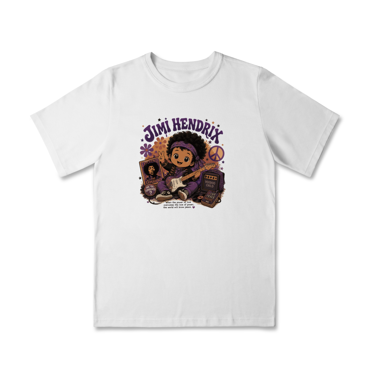 Camiseta Infantil Rock “Little Rocker” – Estilo Jimi Hendrix