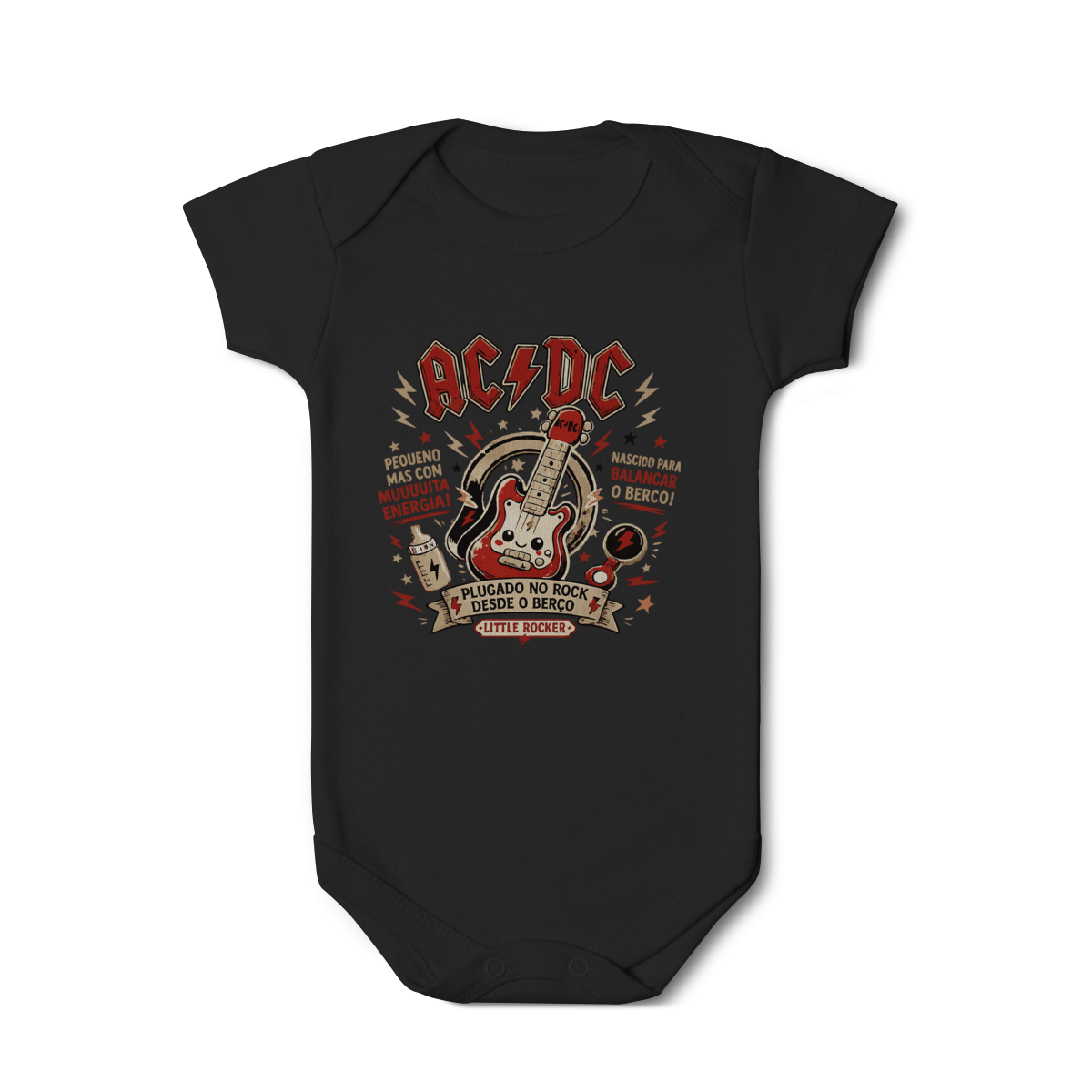 Body Bebê Rock “Little Rocker” – Estilo AC/DC