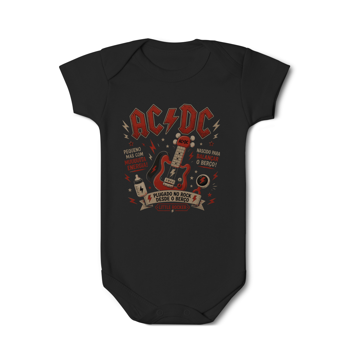 Nome do produto: Body Infantil Rock Baby AC/DC – Little Rocker