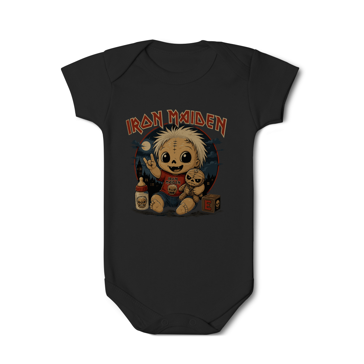 Body Bebê Rock “Little Rocker” – Estilo Iron Maiden