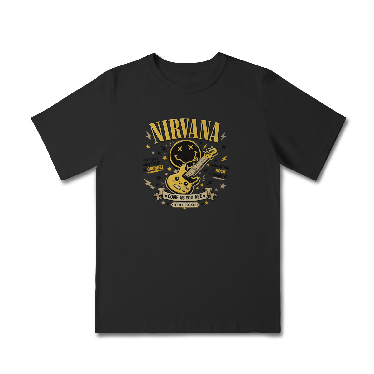 Camiseta Infantil Rock “Little Rocker” – Estilo Nirvana