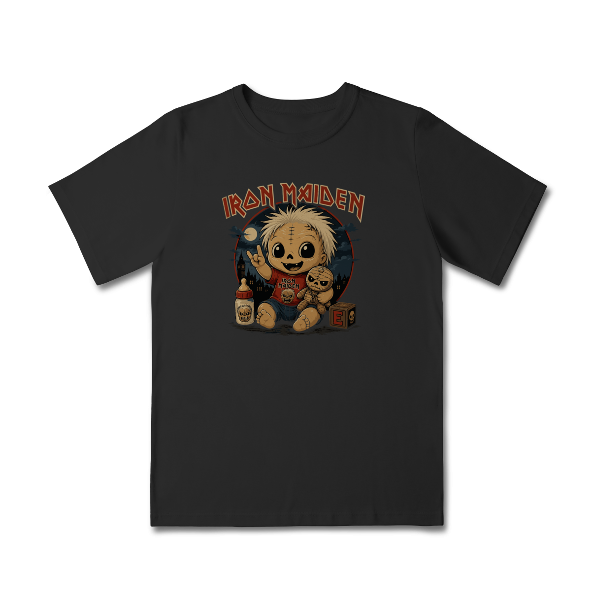 Camiseta Infantil Rock “Little Rocker” – Estilo Iron Maiden