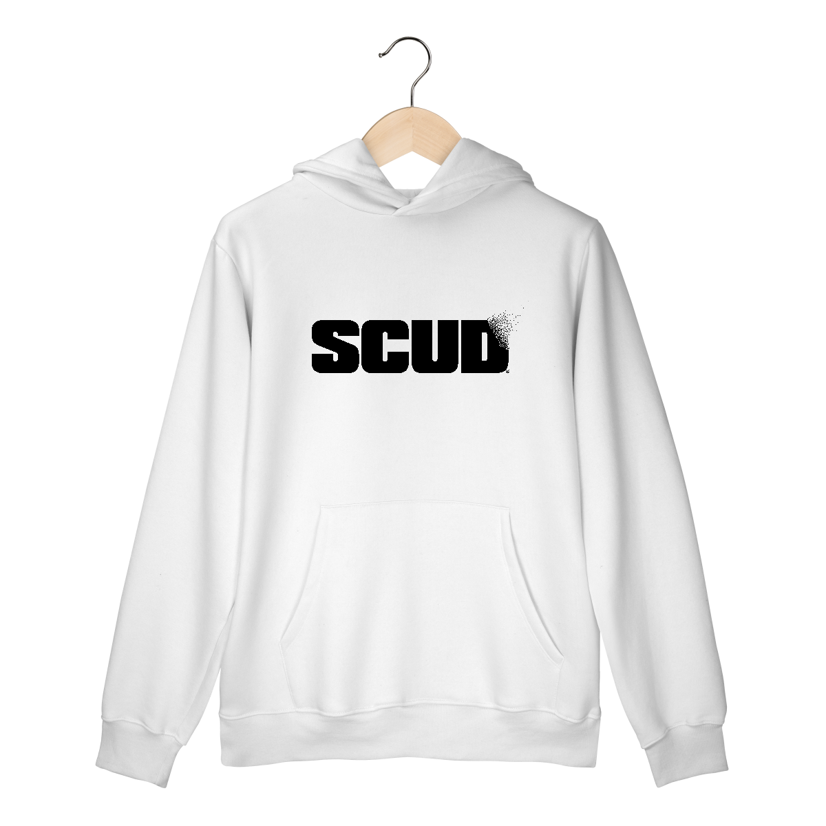 Moletom Prime Canguru SCUD c/ capuz branco - imp.: frete/costas.