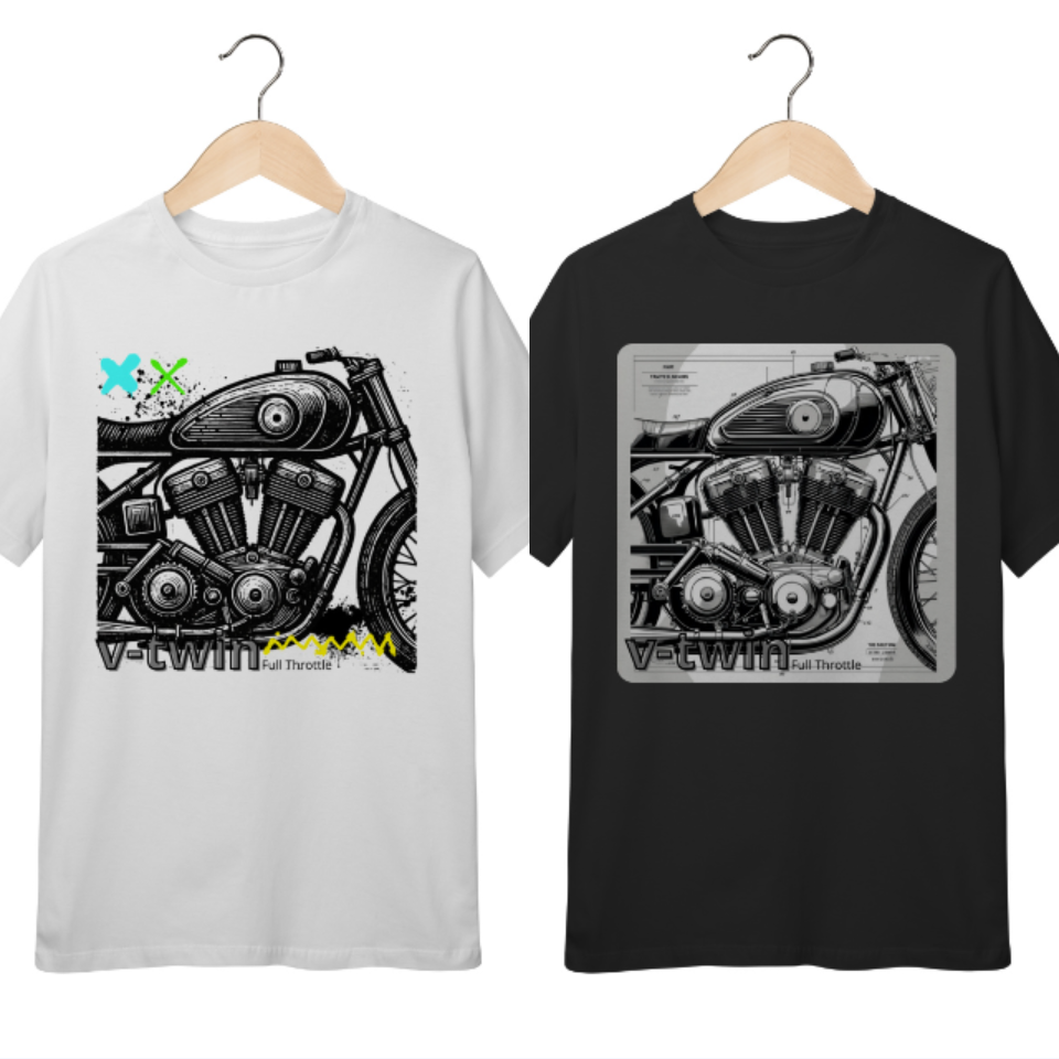 2 Camisetas T-Shirt Quality Infantil V-Twin M1 e M2 - 10 a 14 anos