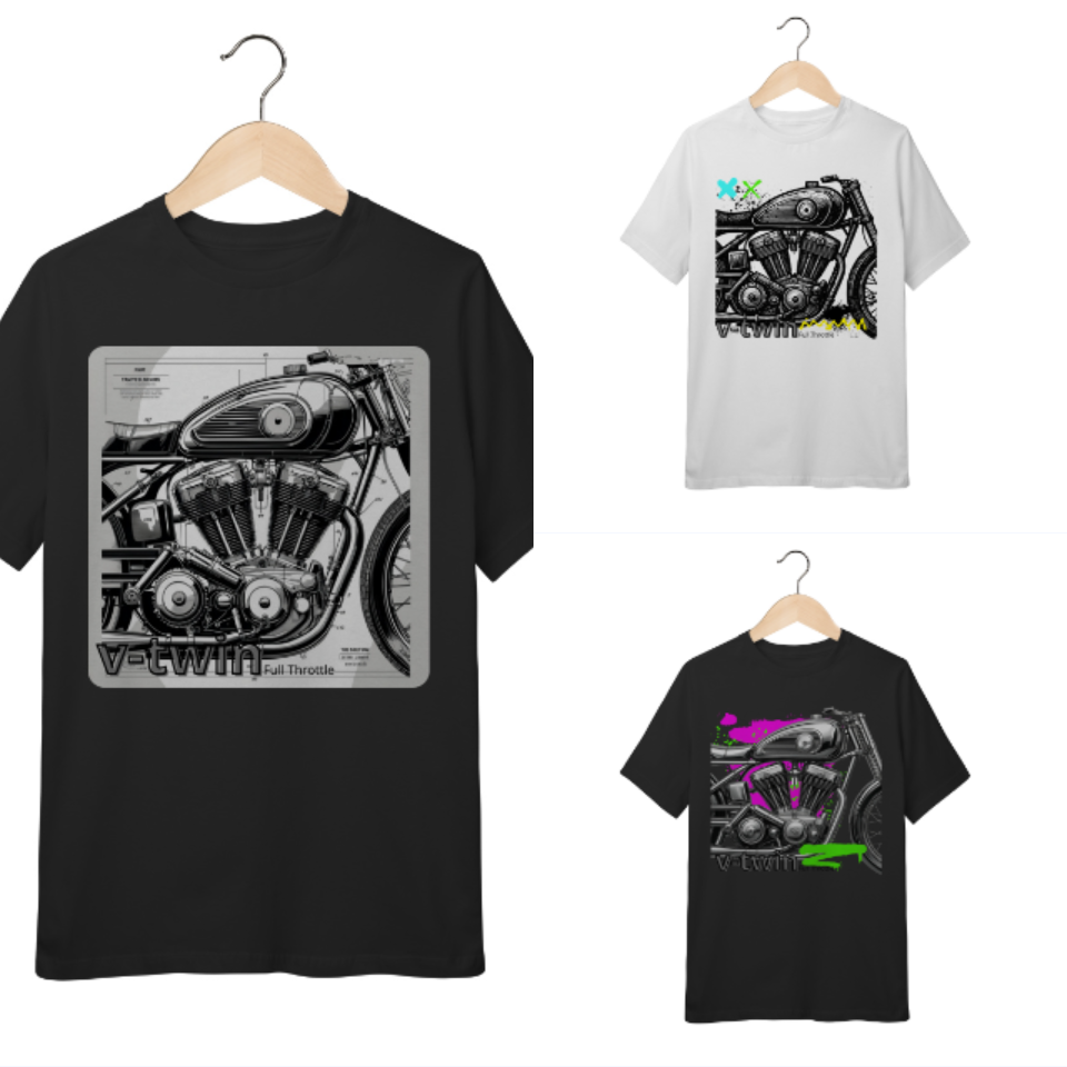 3 Camisetas T-Shirt Quality Infantil V-Twin M1, M2 E M3 - 10 a 14 anos