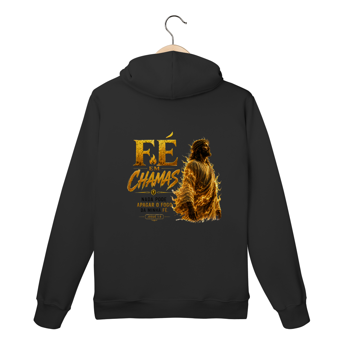 Moletom Canguru Fé em Chamas – Edição Premium | Josué 1:9