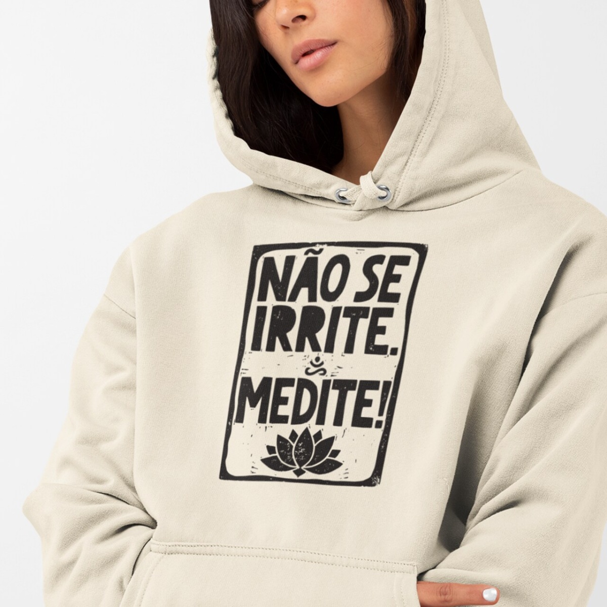 Moletom de Yoga Meditação Xilogravura Canguru