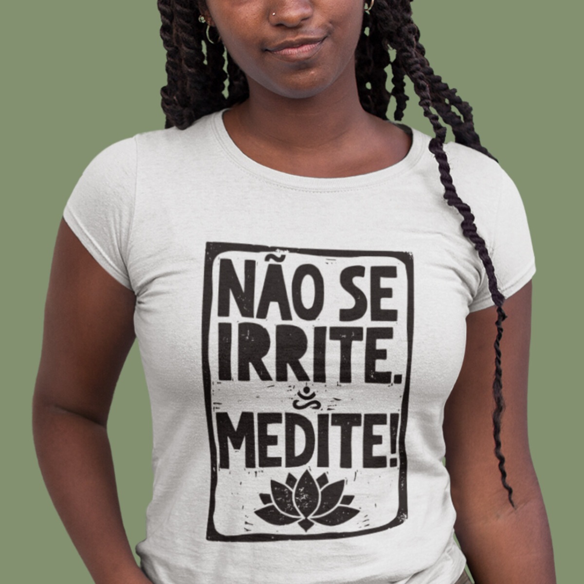 Camiseta de Yoga Meditação Xilogravura Baby Long Pima
