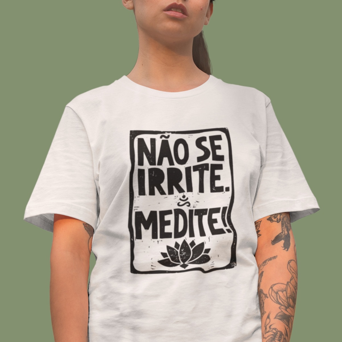 Camiseta de Yoga Meditação Xilogravura Oversized