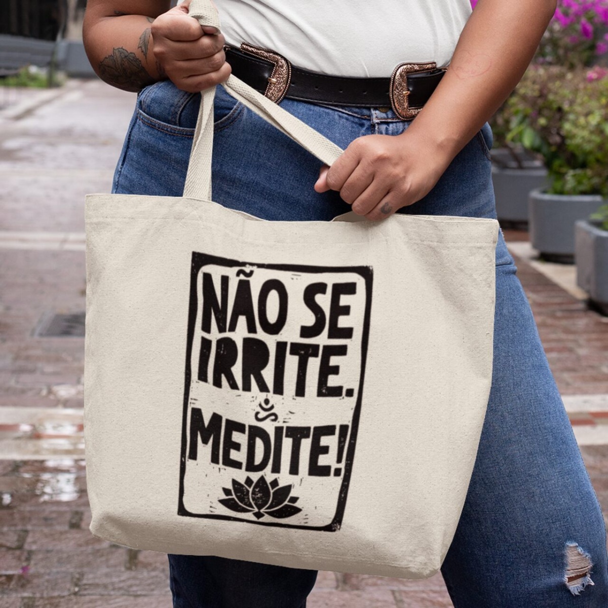 Ecobag de Yoga Meditação Xilogravura