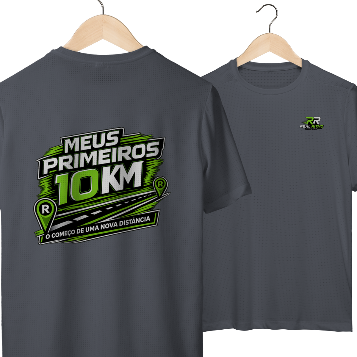 Nome do produto: Camiseta Sport Dry UV Meus Primeiros 10 KM – Real Ritmo