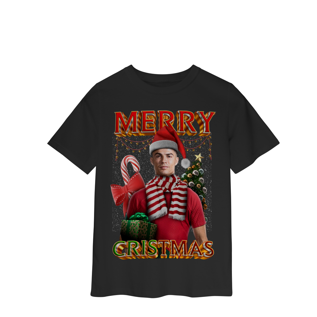 Camiseta Infantil Preta Merry Cristmas